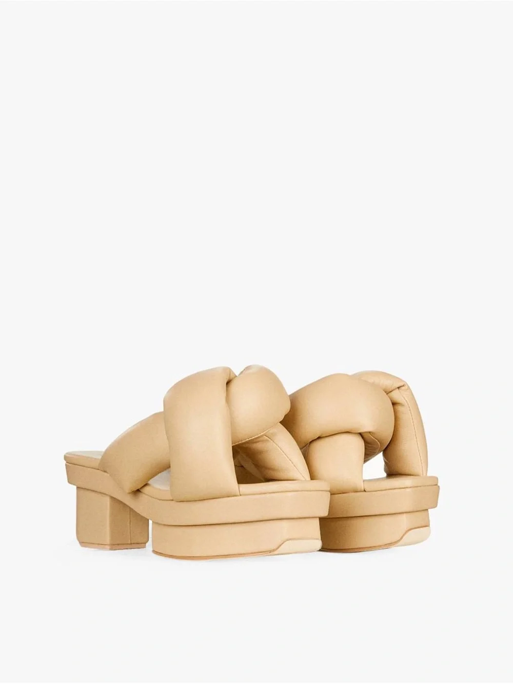 cult gaia Beige Knotted Platform Slide Sandals